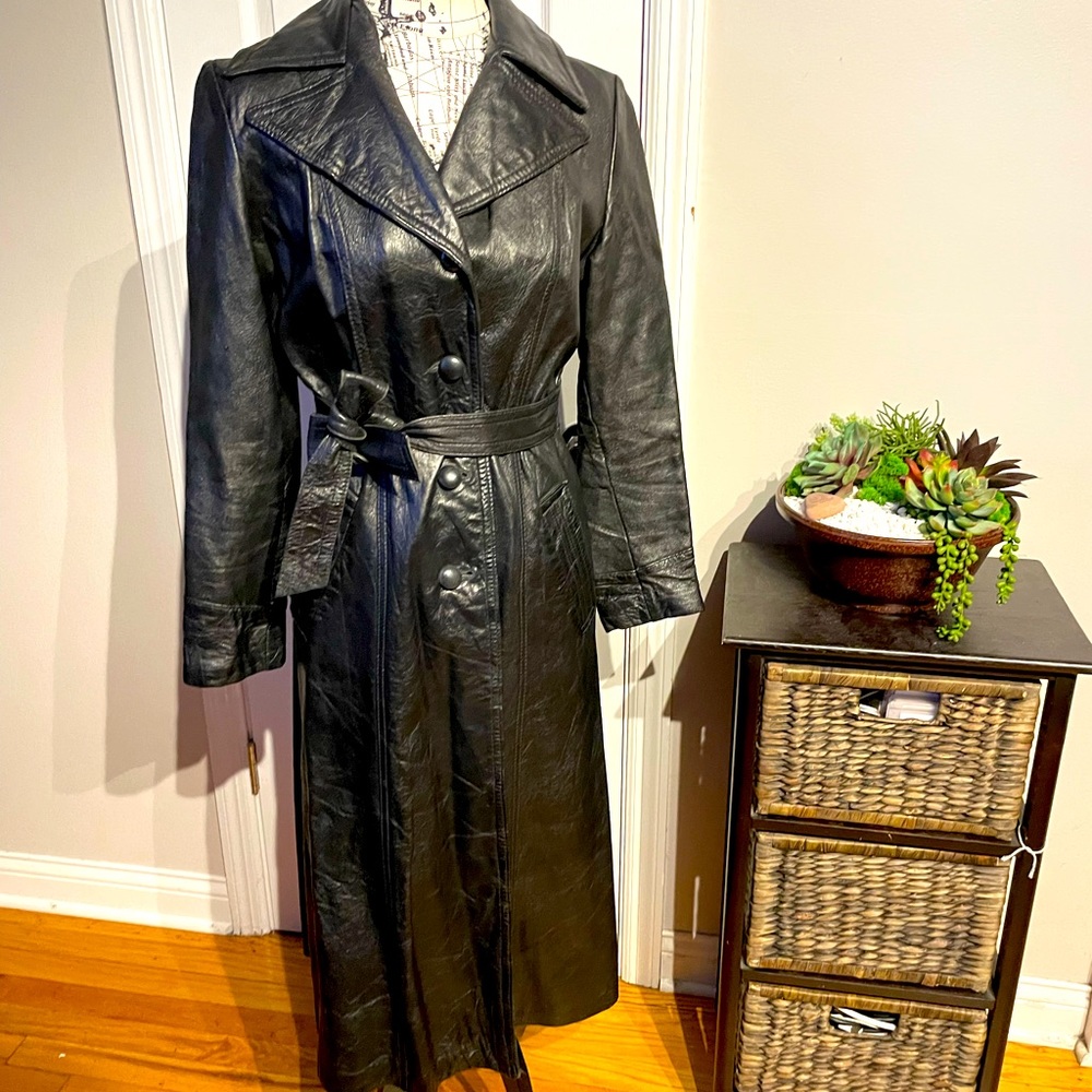✈️Vintage Leather Trench Matrix Whimsgoth Belt Coastal Steampunk Moto Rock Rave